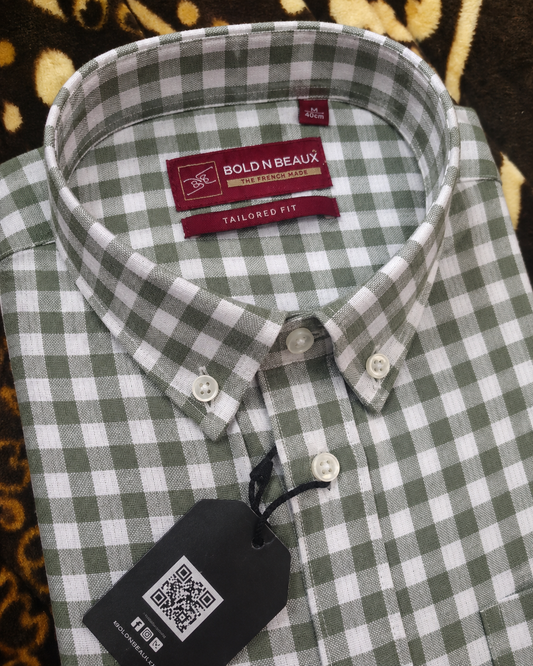 Forest Grid | Premium Men’s 100% Pure Linen Shirt