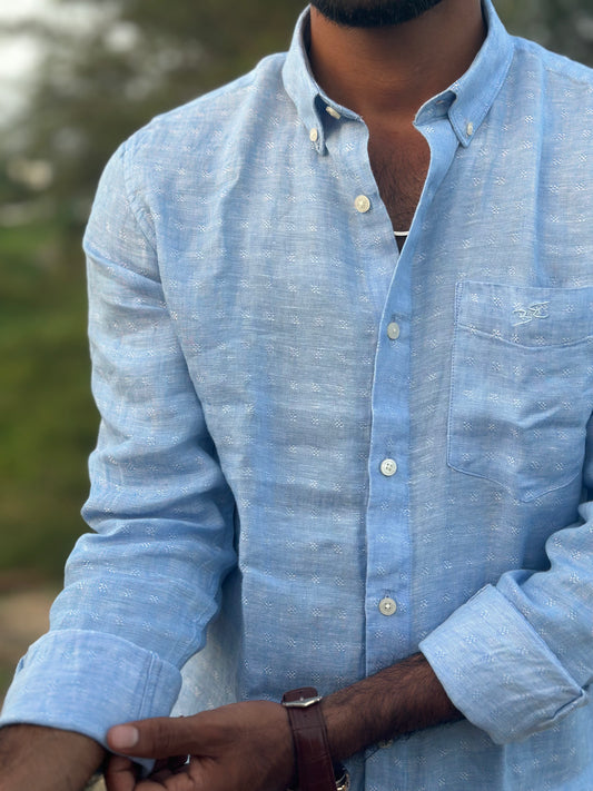 Glacier Blue | Premium Men’s 100% Pure Linen Shirt