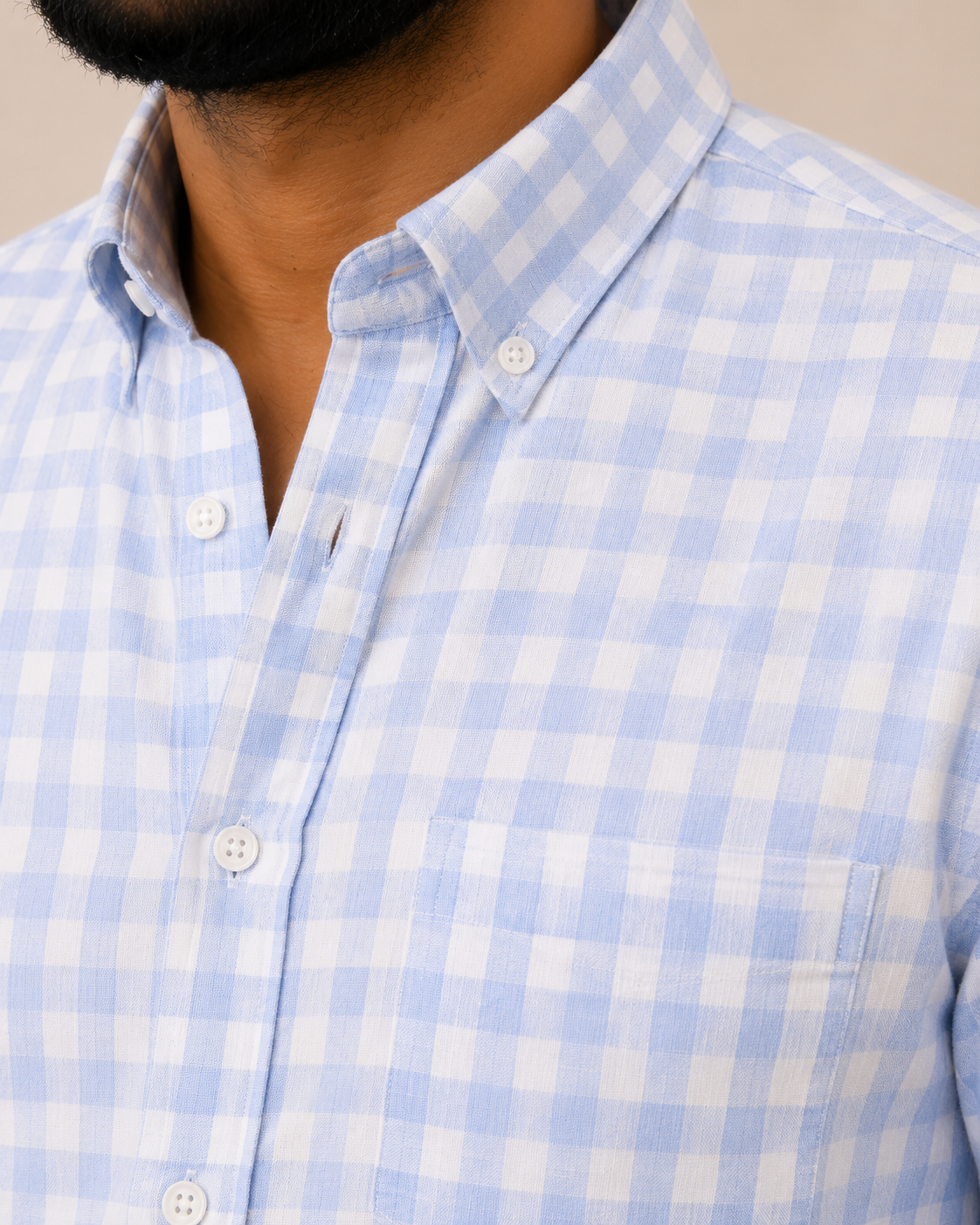 Cloud Check | Premium Men’s 100% Pure Linen Shirt