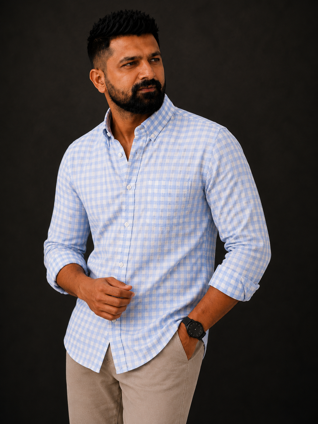 Cloud Check | Premium Men’s 100% Pure Linen Shirt