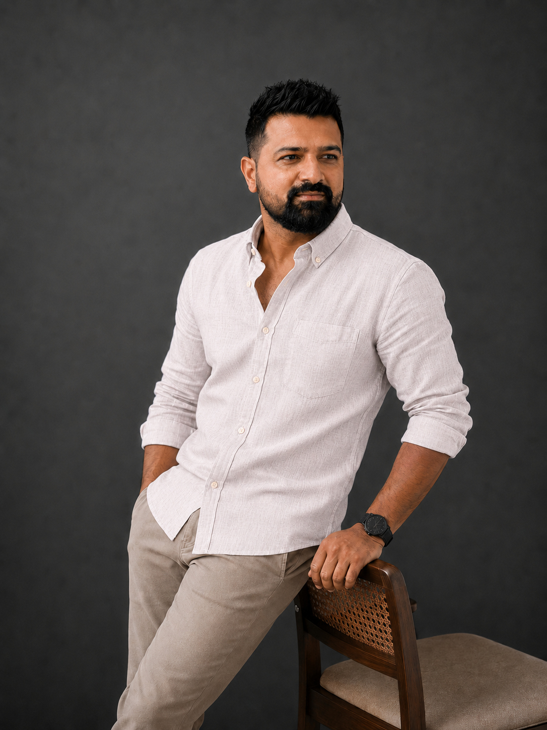 Ivory Dune Plain | 100% Premium Men’s Pure Linen Shirt