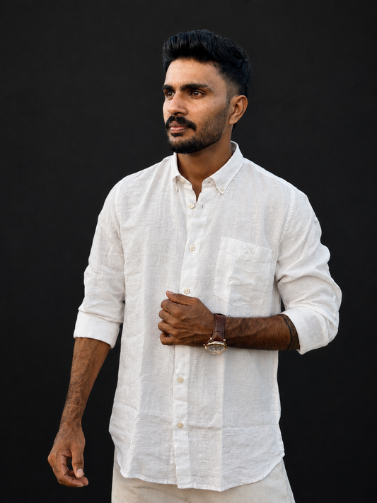 Royal White | Premium Men’s 100% Pure Linen Shirt