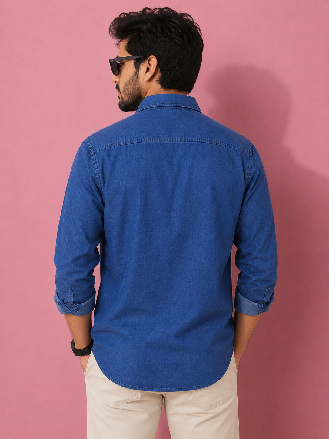 Dark Blue | Premium Men’s Denim Double Pocket Shirt