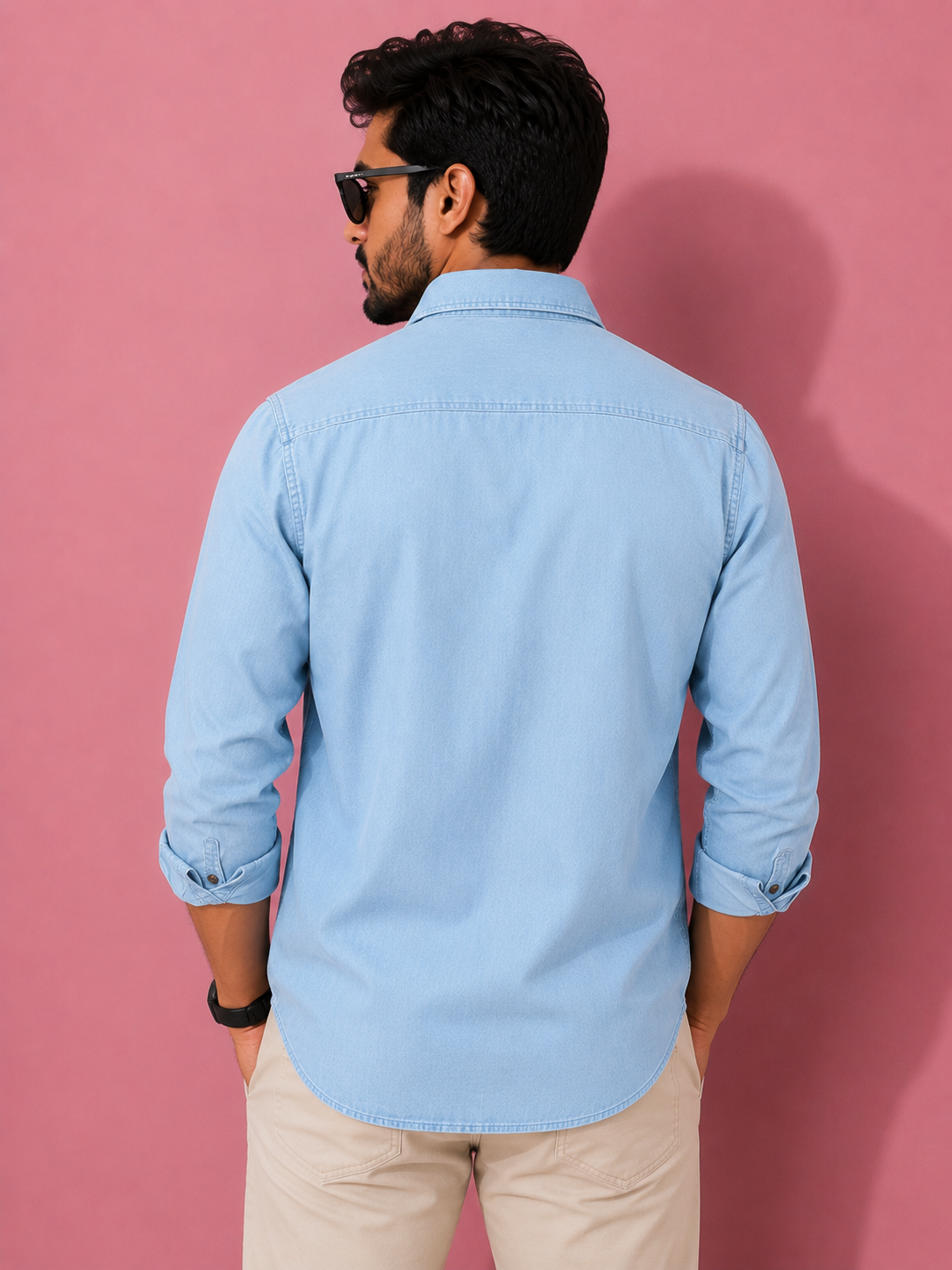 Light Blue | Premium Men’s Denim Double Pocket Shirt