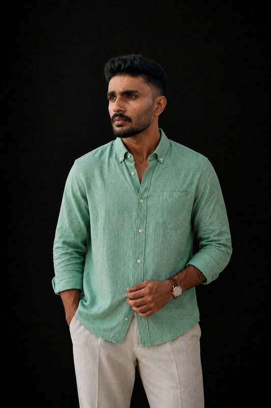Palm Mist | Premium Men’s 100% Pure Linen Shirt