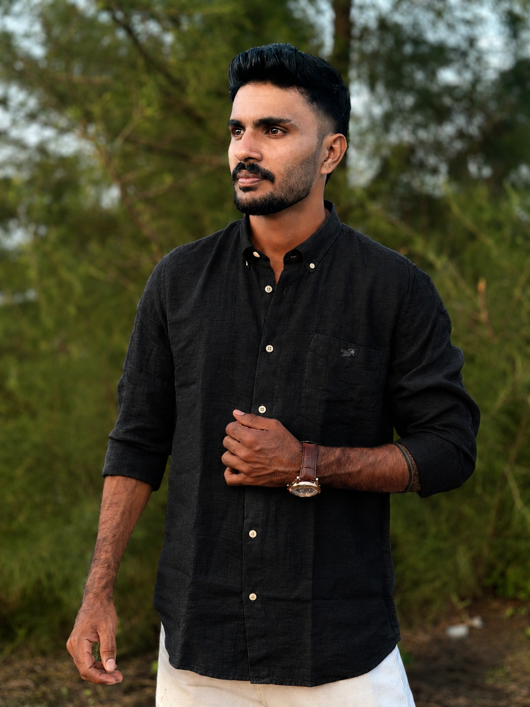 Midnight Black | Premium Men’s Plain 100% Pure Linen Shirt