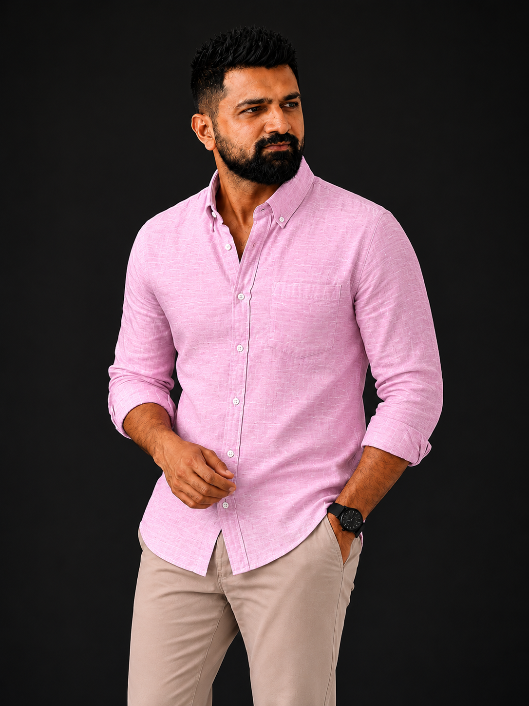 Blush Petal Plain | Premium Men’s 100% Pure Linen Shirt