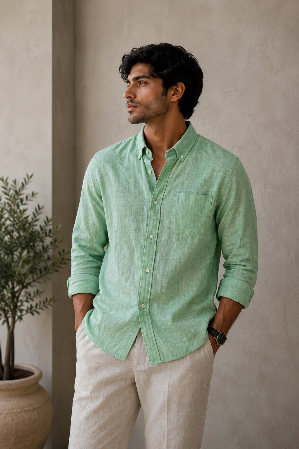 Palm Mist | Premium Men’s 100% Pure Linen Shirt