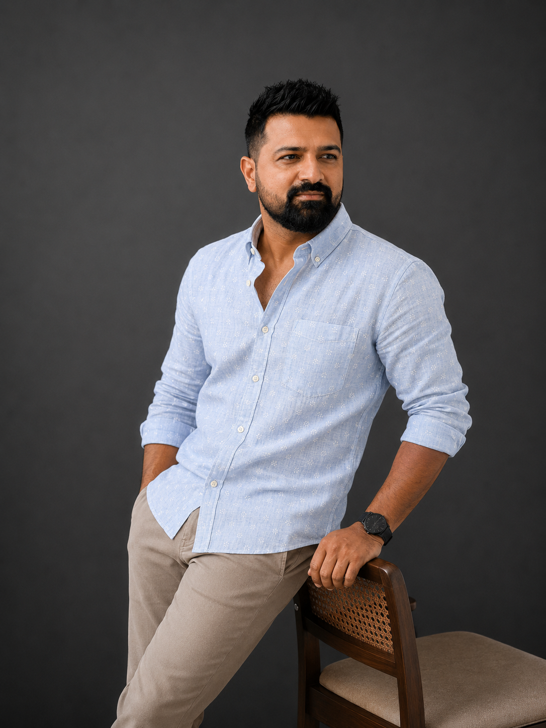 Glacier Blue | Premium Men’s 100% Pure Linen Shirt