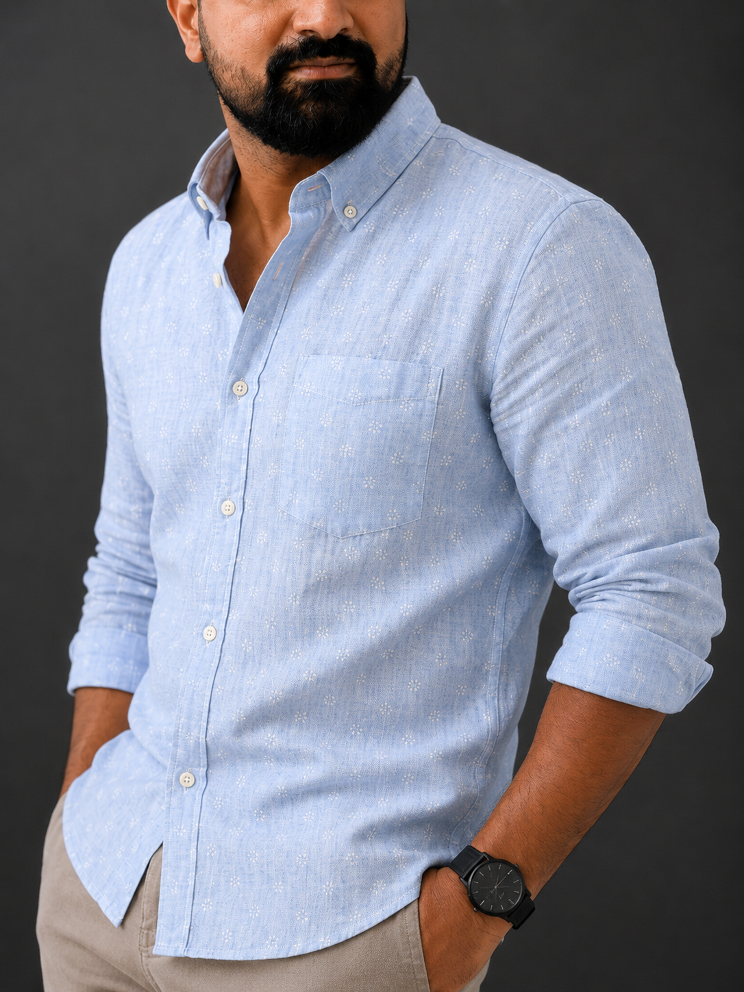 Glacier Blue | Premium Men’s 100% Pure Linen Shirt