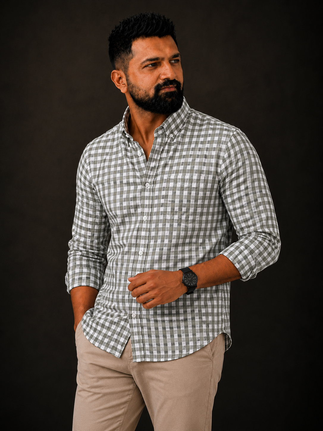 Forest Grid | Premium Men’s 100% Pure Linen Shirt