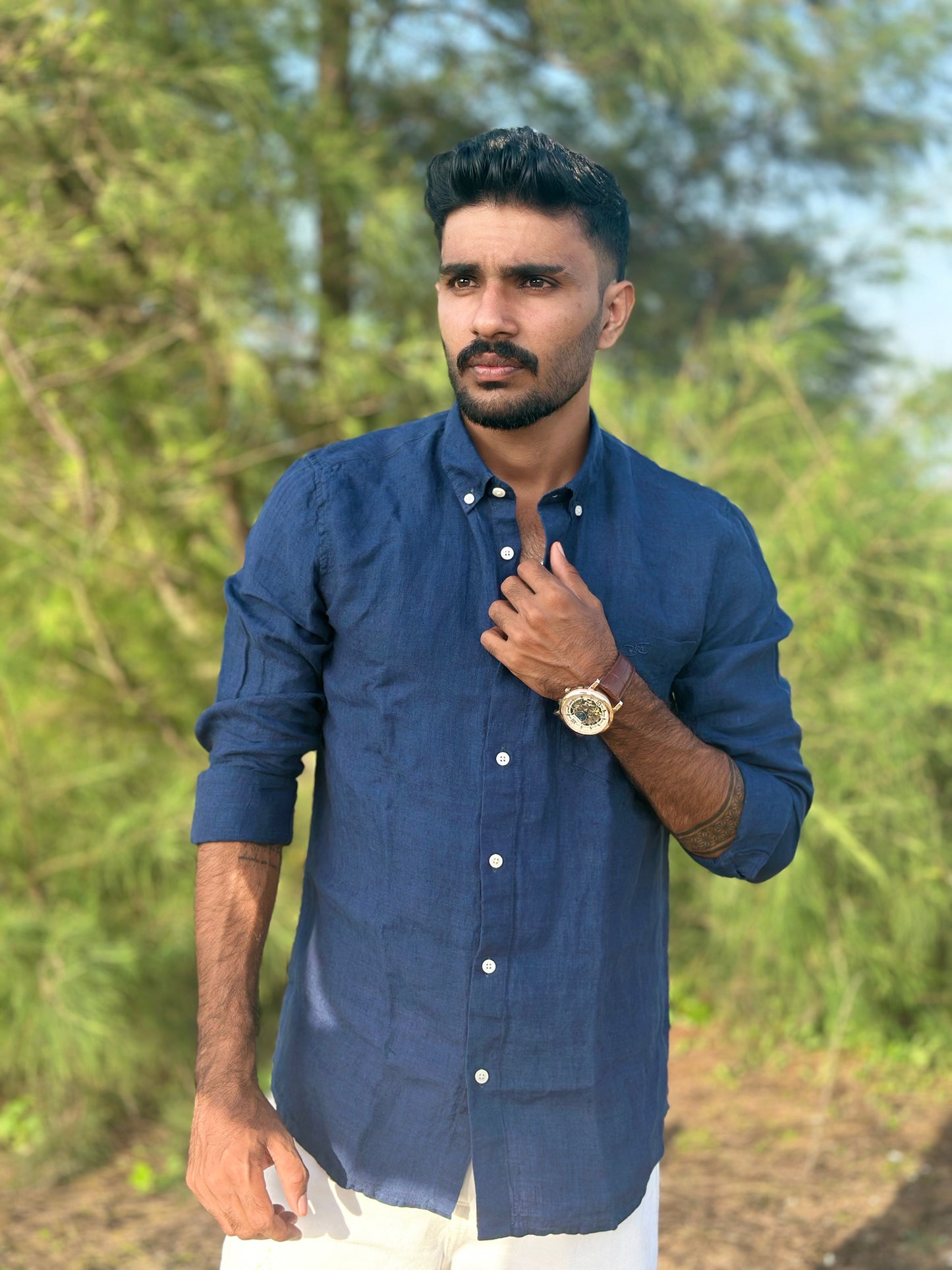 Royal Cove Blue | Premium Men’s 100% Pure Linen Shirt