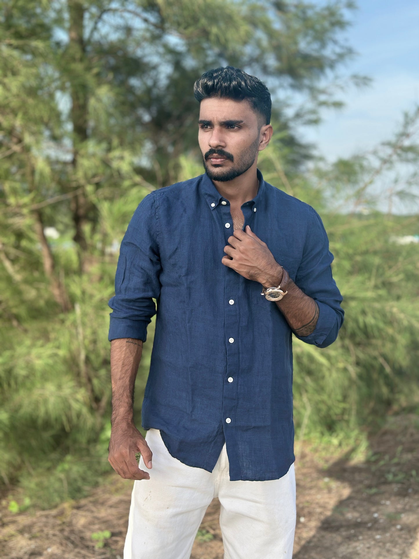 Royal Cove Blue | Premium Men’s 100% Pure Linen Shirt