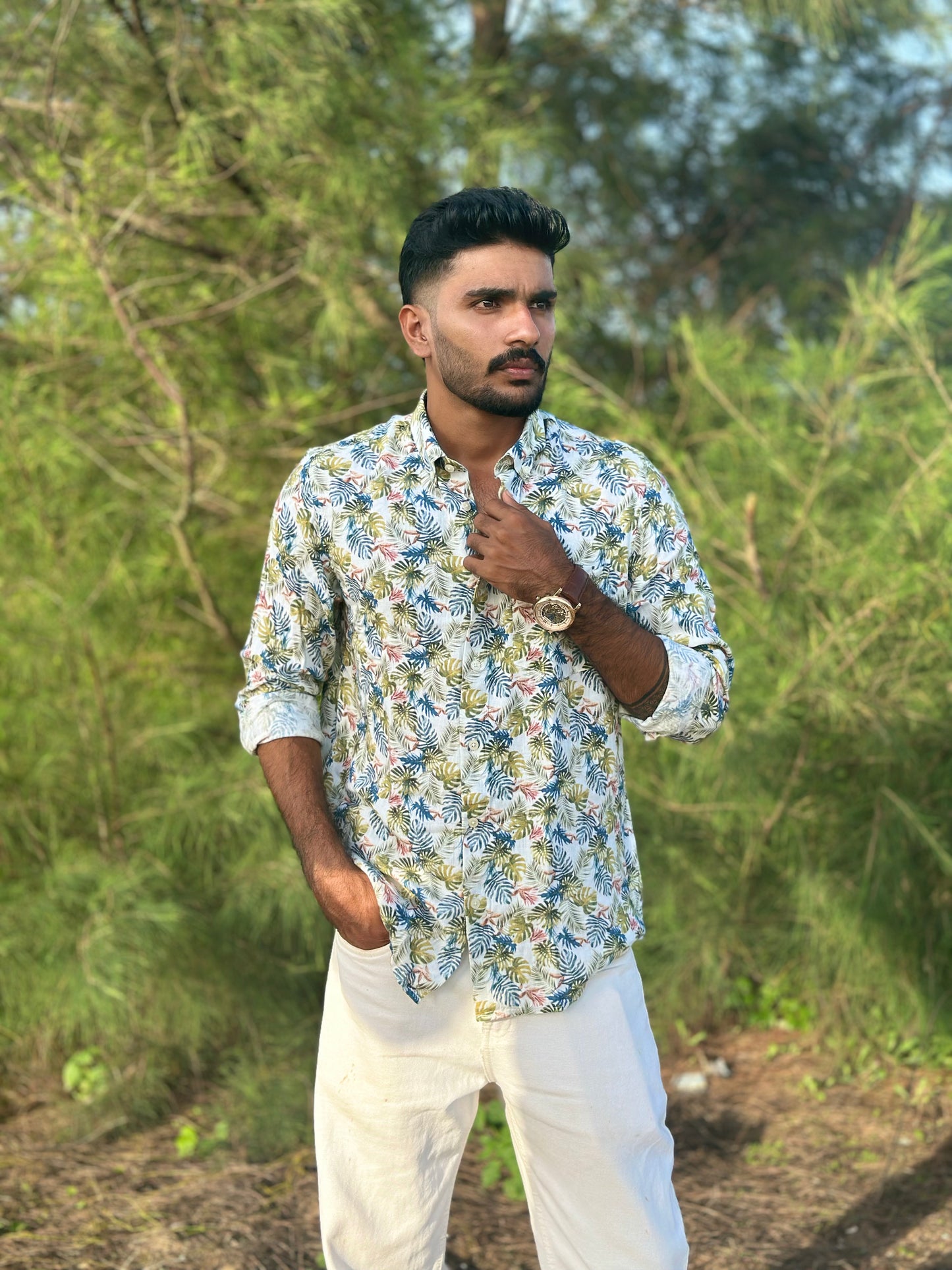Palm Tropic | Premium Men’s 100% Pure Linen Shirt