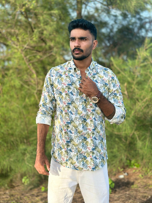 Palm Tropic | Premium Men’s 100% Pure Linen Shirt