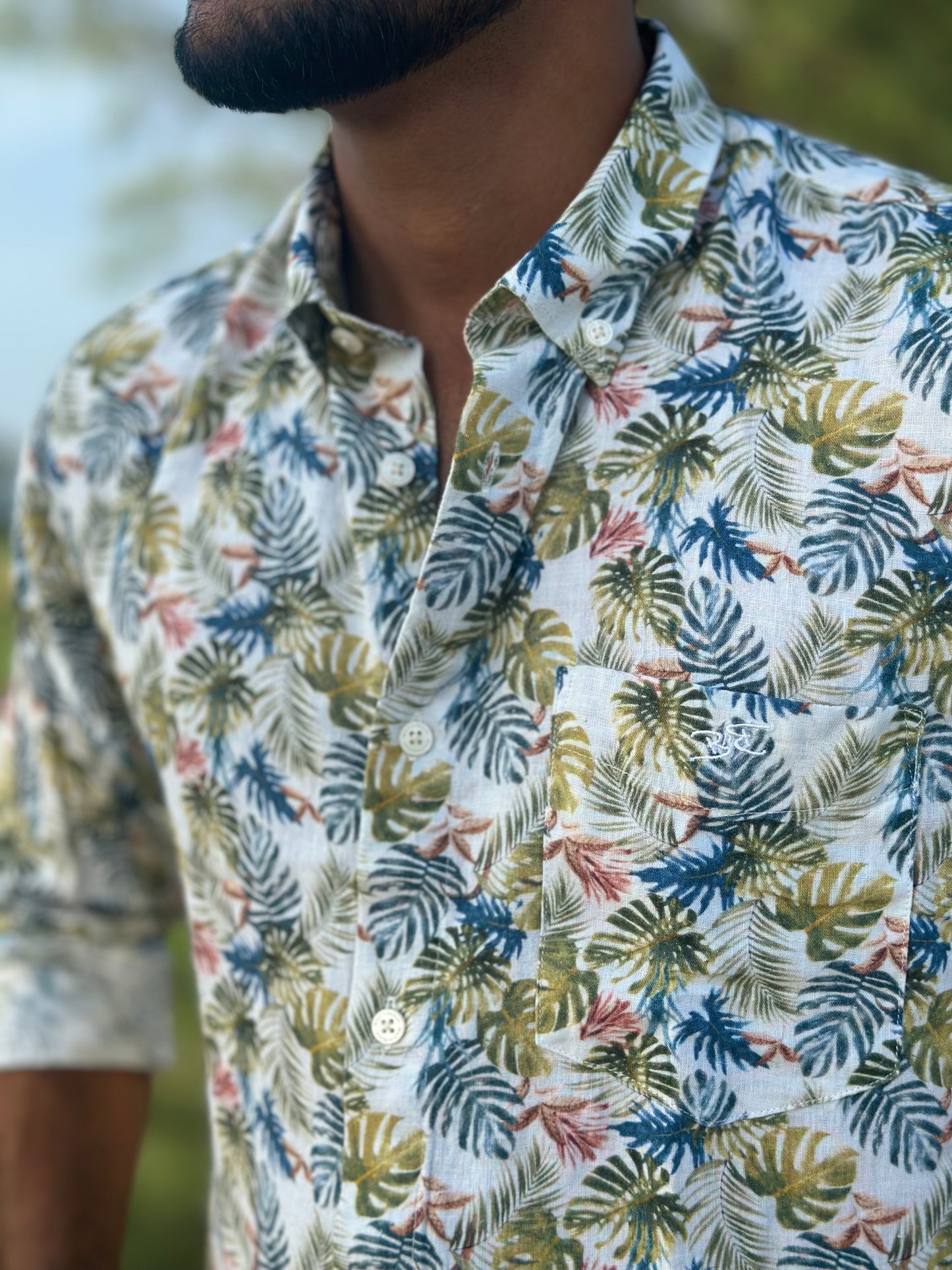 Palm Tropic | Premium Men’s 100% Pure Linen Shirt