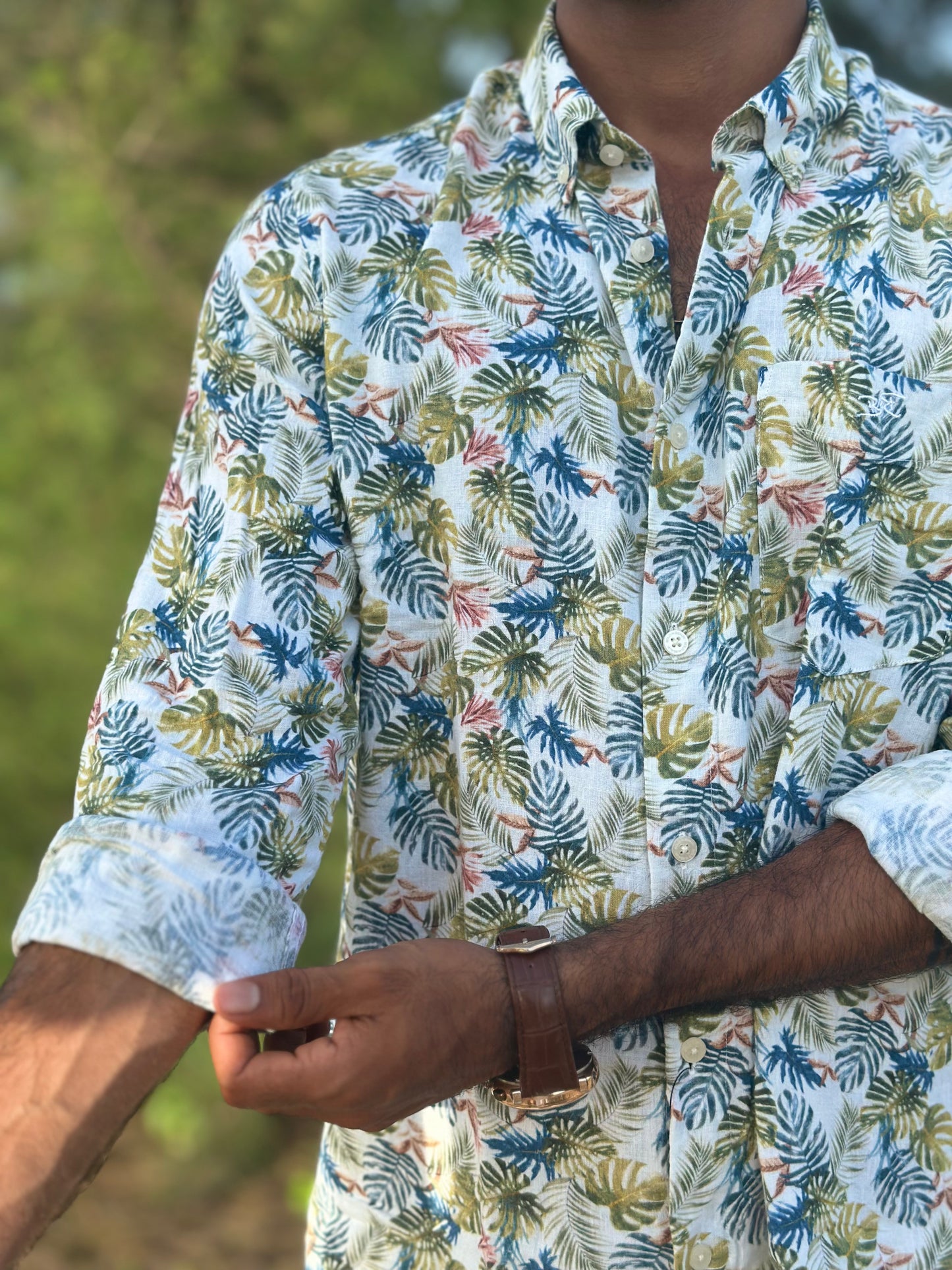 Palm Tropic | Premium Men’s 100% Pure Linen Shirt