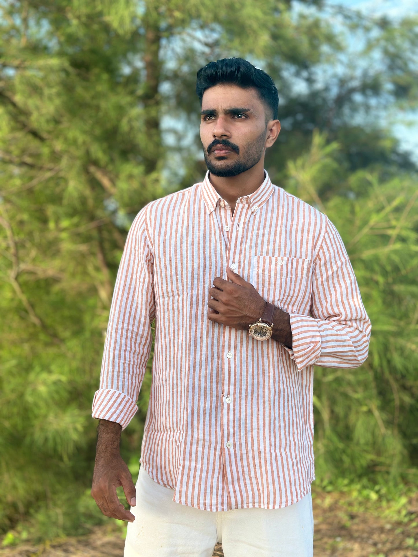 Havana Coral | Premium Men’s 100% Pure Linen Shirt