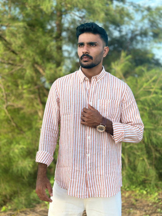 Havana Coral | Premium Men’s 100% Pure Linen Shirt