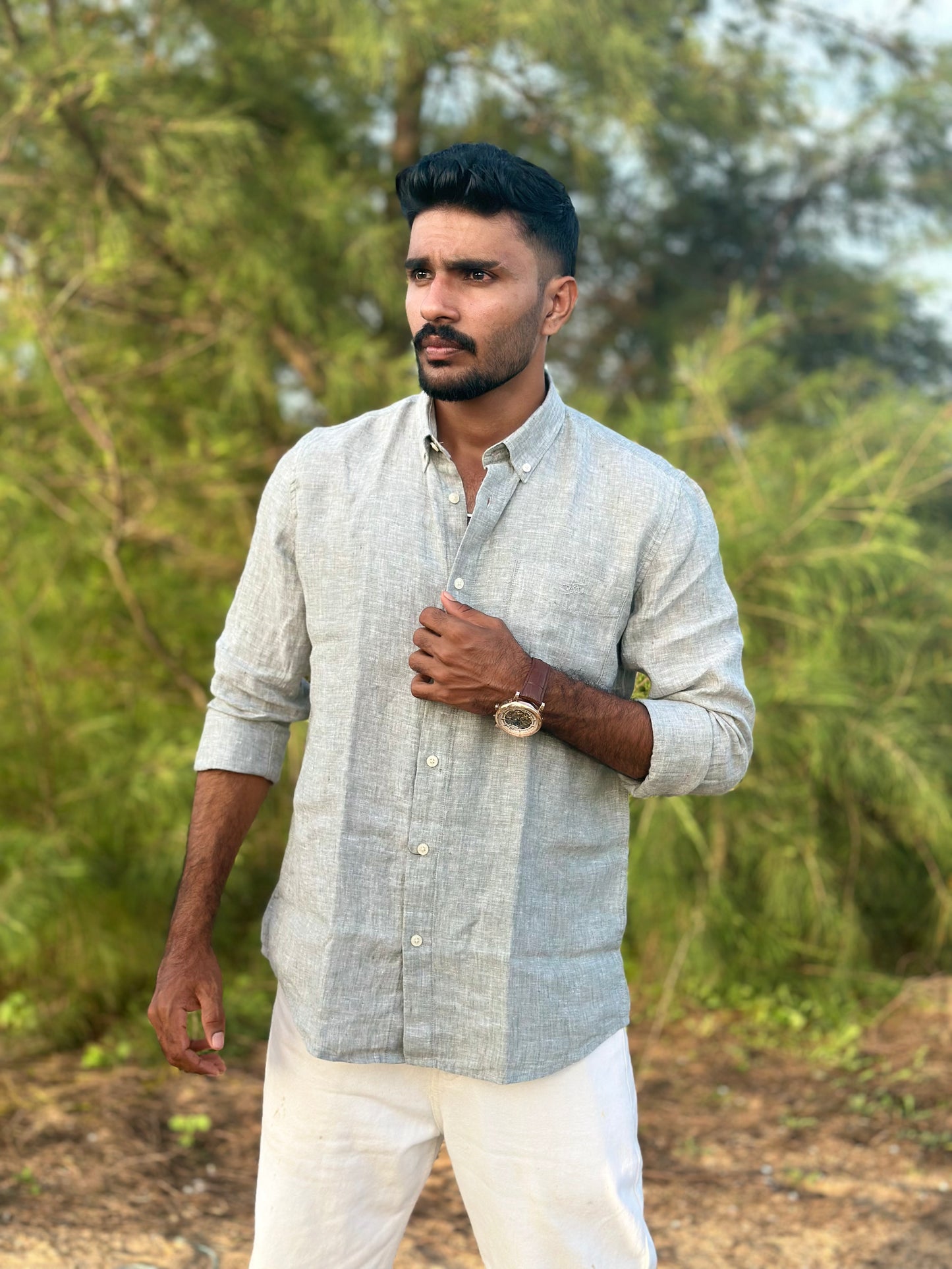 Sage Meadow | Premium Men’s 100% Pure Linen Shirt