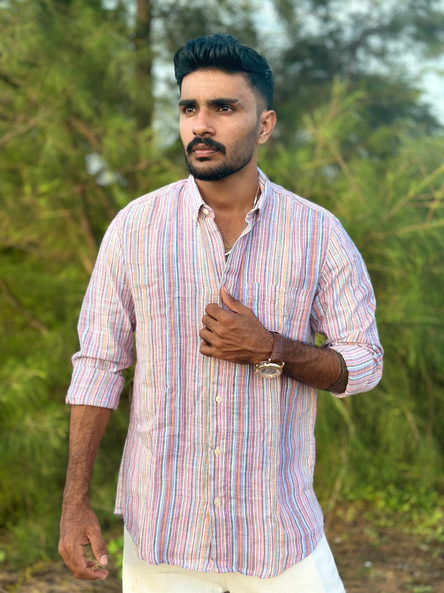 Sun Harbour Stripes | 100% Premium Men’s Pure Linen Shirt