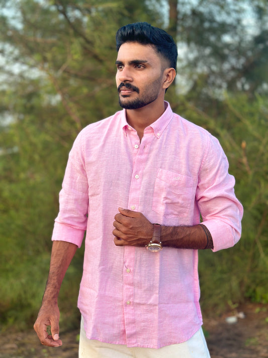 Blush Petal Plain | Premium Men’s 100% Pure Linen Shirt