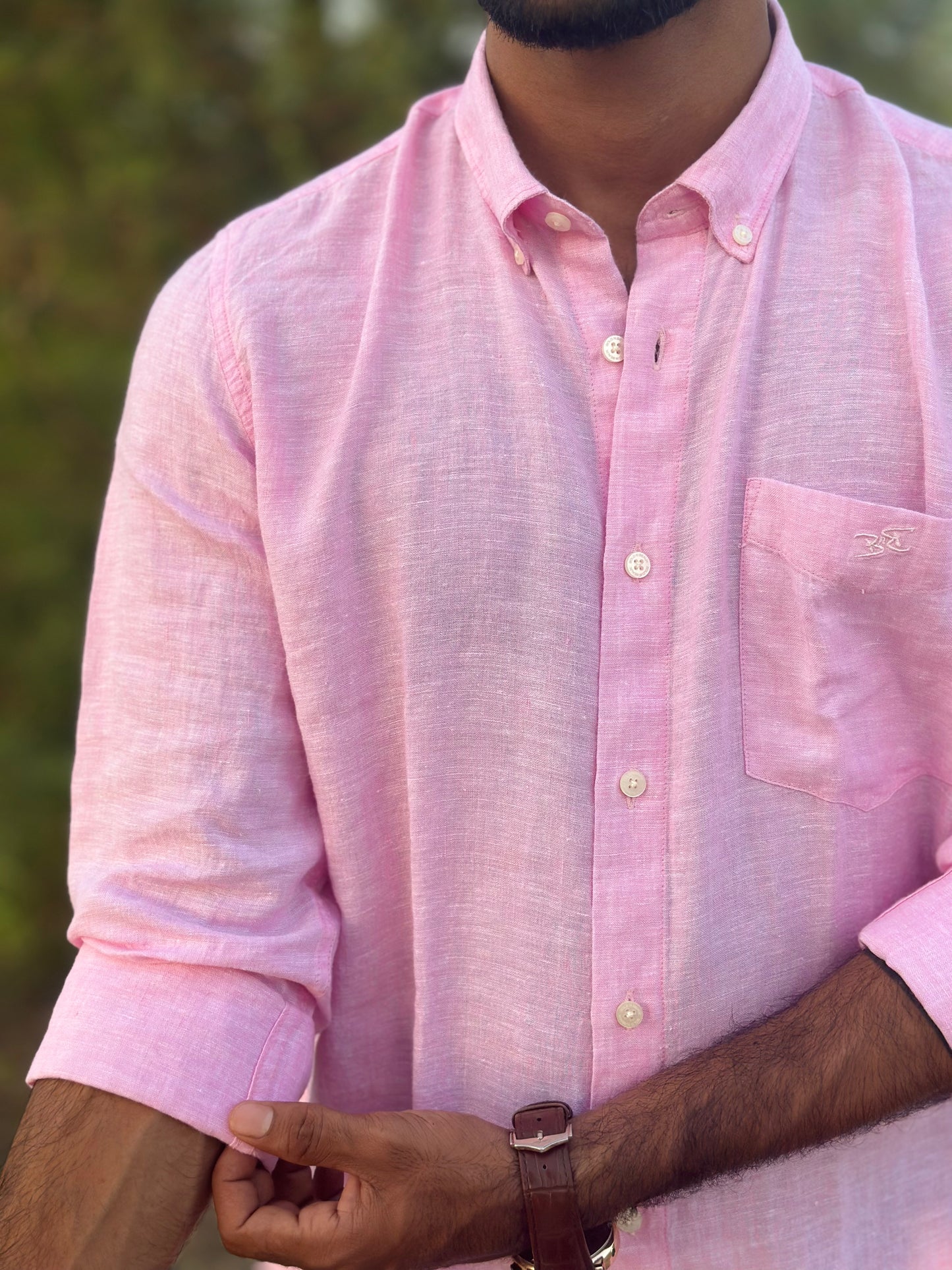Blush Petal Plain | Premium Men’s 100% Pure Linen Shirt