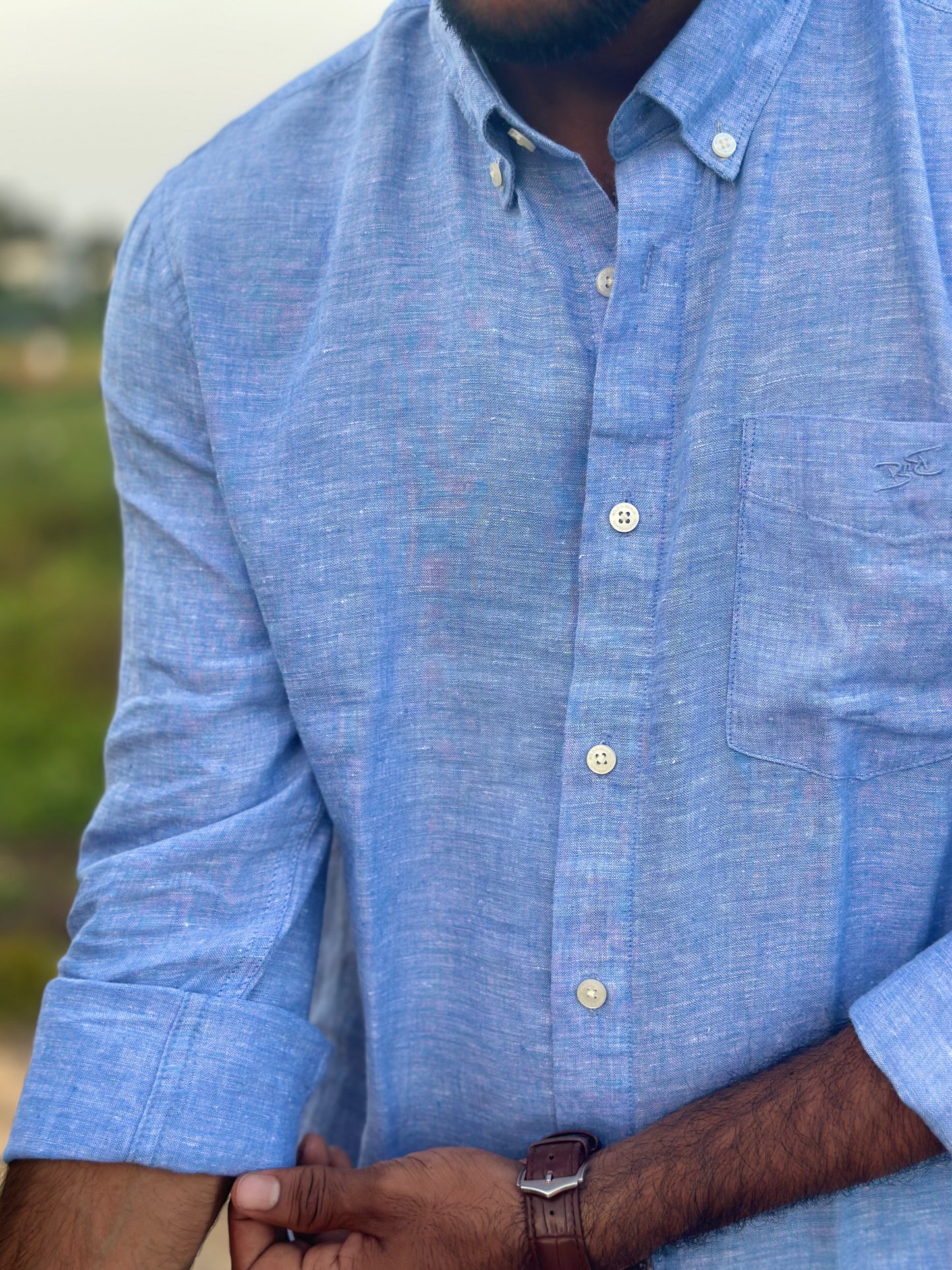 Galcier Sky | Premium Men’s 100% Pure Linen Shirt