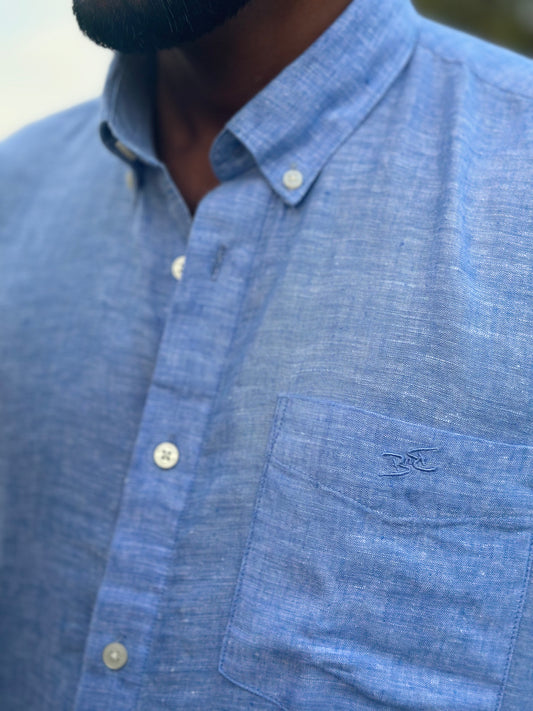 Galcier Sky | Premium Men’s 100% Pure Linen Shirt