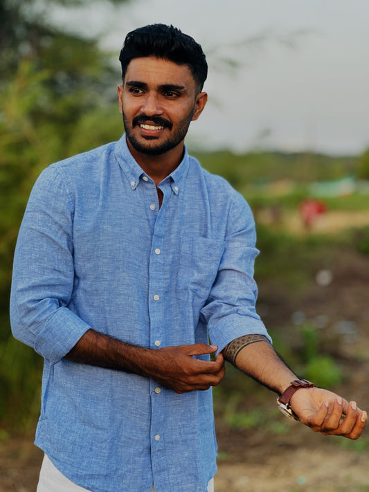Galcier Sky | Premium Men’s 100% Pure Linen Shirt