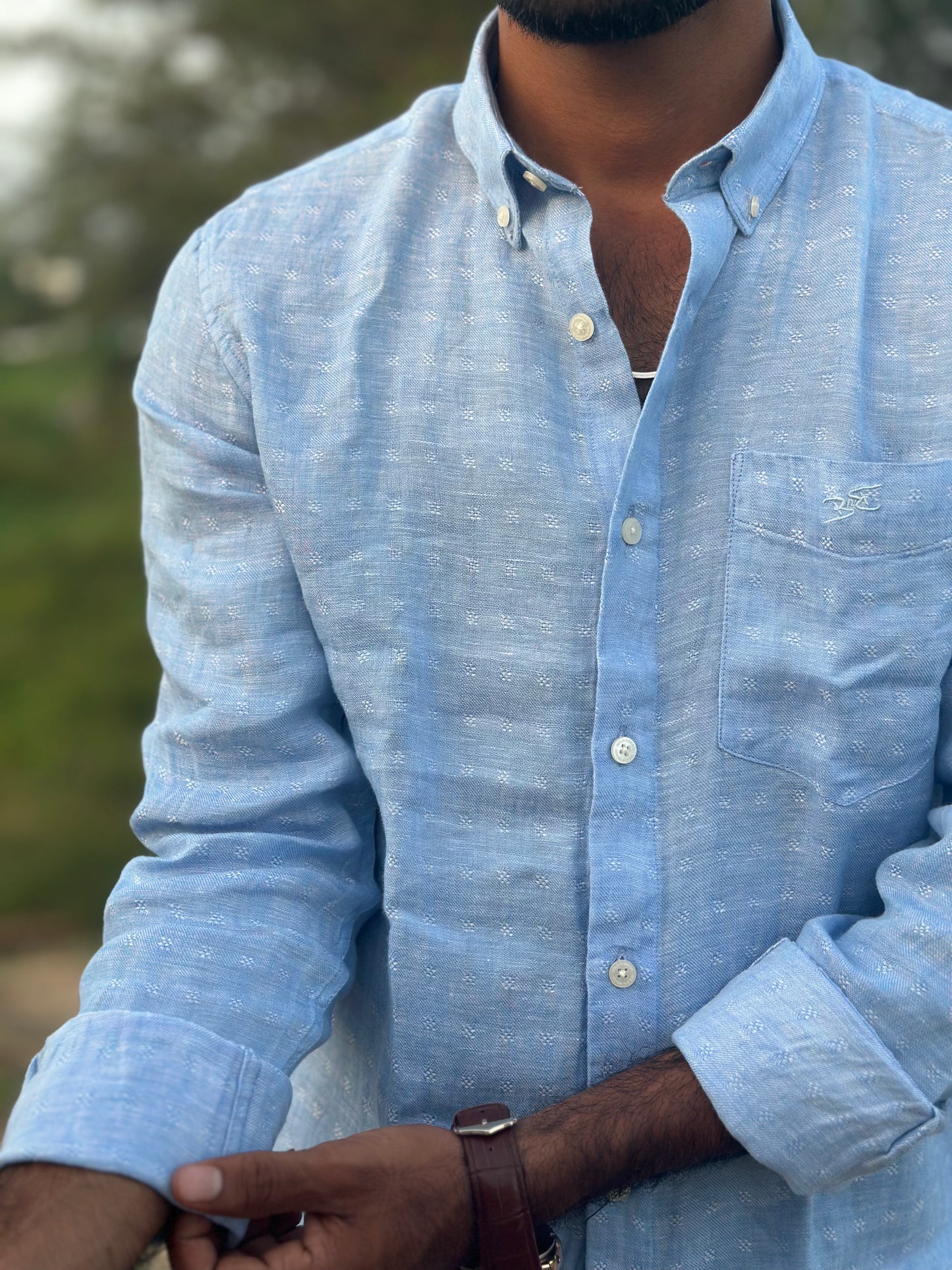 Glacier Blue | Premium Men’s 100% Pure Linen Shirt