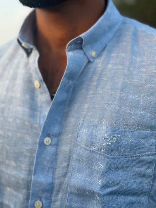 Glacier Blue | Premium Men’s 100% Pure Linen Shirt