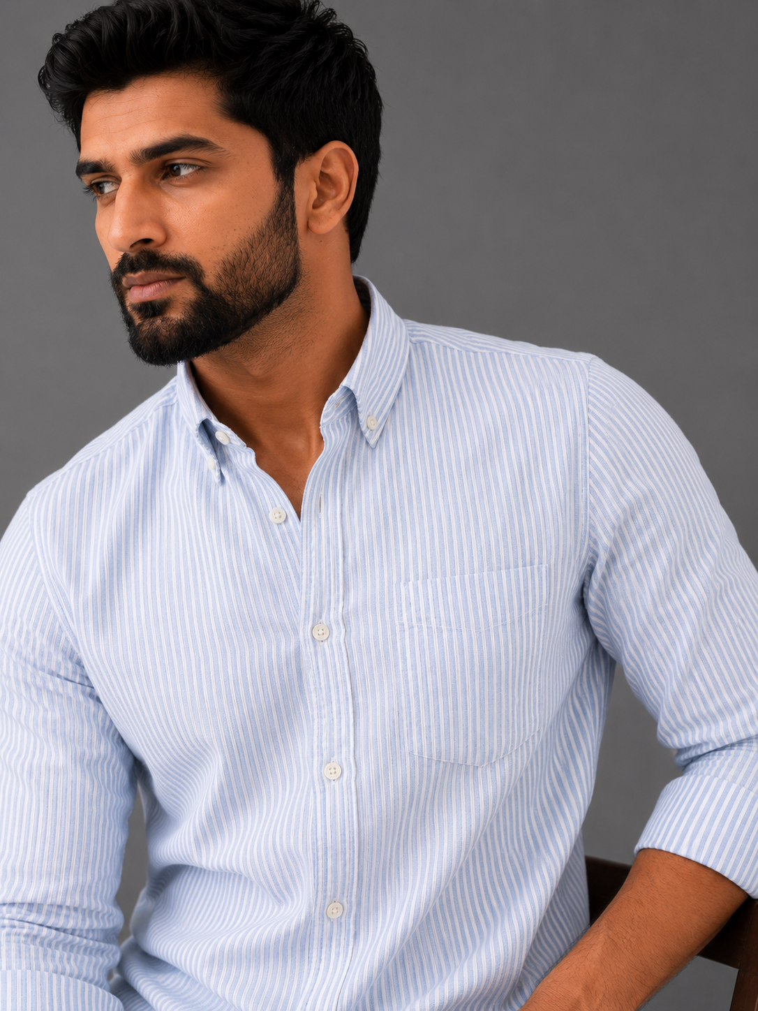 Azure Blue Stripes | 100% Premium Men’s Pure Linen Shirt