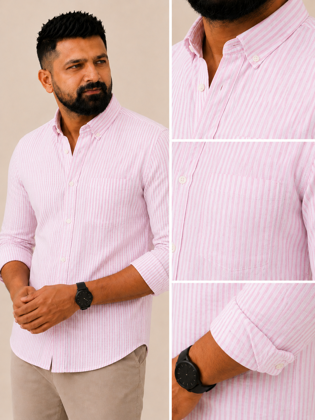 Pink Stripes | Premium Men’s 100% Pure Linen Shirt