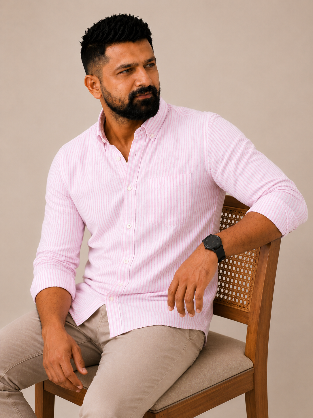 Pink Stripes | Premium Men’s 100% Pure Linen Shirt